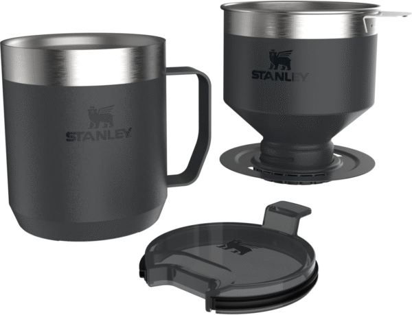 Perfect Brew Pour over Set | 20Oz/12Oz Camp Mug with Lid Included | Drip Coffee Maker with Reusable Filter | Insulated Stainless Steel | Bpa-Free | Black 2.0