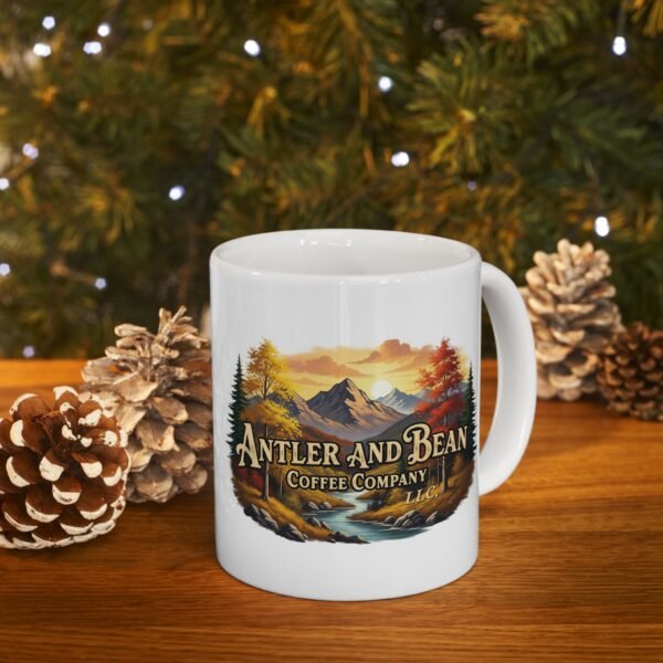 Cozy Cabin Ceramic Mug, Rustic Coffee Cup, Mountain View Mug, Firewood Design Mug, Perfect Gift for Nature Lovers