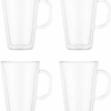 Canteen Double Wall Mugs, 4-Piece Set (13.5 Floz, Double Wall Glass, Clear)