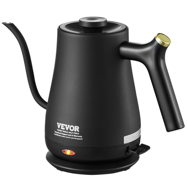 Gooseneck Electric Kettle 1L 1200-Watt 304 Stainless Steel Boiler Heater Boil-Dry Protection, 5.11 In. Black
