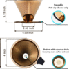 Pour over Coffee Dripper  Stainless Steel Drip Cone Brew Coffee Filter, Reusable Metal Coffee Strainer with Non-Slip Ring&Handle Paperless Pour over Coffee Maker 1-4 Cup(Titanium Copper)