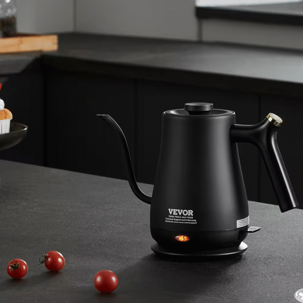 Gooseneck Electric Kettle 1L 1200-Watt 304 Stainless Steel Boiler Heater Boil-Dry Protection, 5.11 In. Black