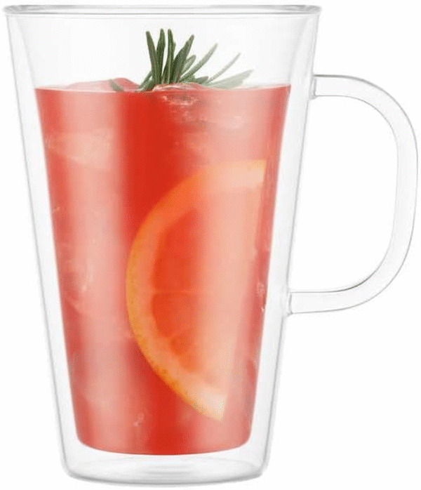 Canteen Double Wall Mugs, 4-Piece Set (13.5 Floz, Double Wall Glass, Clear)