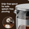 34Oz French Press Cold Brew Coffee Maker, Heat and Cold Resistant Thickened Borosilicate Glass Stainless Steel Press Percolators, Iced Tea Pot Pitcher for Kitchen Travel Camping,1 Liter,Silver