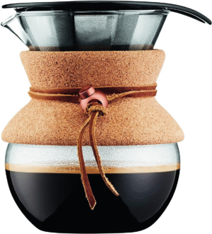 17Oz Pour over Coffee Maker, High-Heat Borosilicate Glass with Reusable Stainless Steel Filter and Cork Grip - Made in Portugal