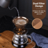 Pour over Coffee Dripper  Stainless Steel Drip Cone Brew Coffee Filter, Reusable Metal Coffee Strainer with Non-Slip Ring&Handle Paperless Pour over Coffee Maker 1-4 Cup(Titanium Copper)