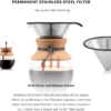 34 Oz Pour over Coffee Maker, High-Heat Borosilicate Glass with Reusable Stainless Steel Filter and Cork Grip - Made in Portugal