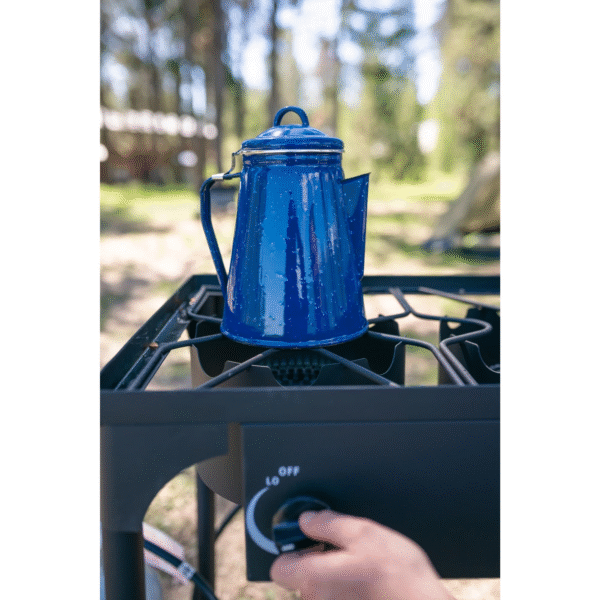 Enamel 8 Cup Coffee Pot with Percolator and 4 12 Ounce Mugs Blue Coffee & Tea Serving Set