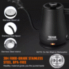 Gooseneck Electric Kettle 1L 1200-Watt 304 Stainless Steel Boiler Heater Boil-Dry Protection, 5.11 In. Black