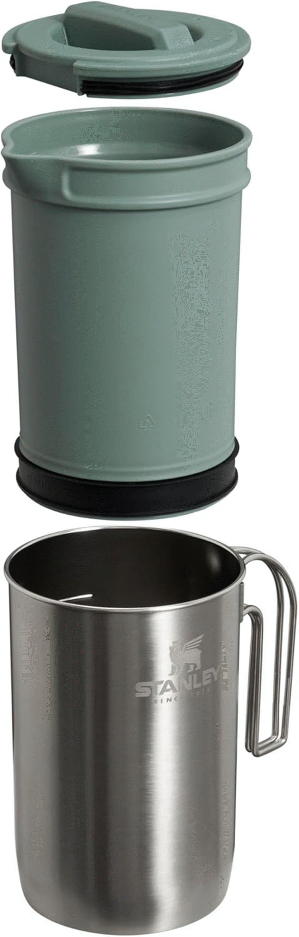 All in One French Press Coffee Maker 32 Oz | 5 Minute Brew, 4 Hours Hot | Mesh Filter for Coffee Grounds | Insulated Stainless Steel French Press | Bpa-Free | Stainless Steel Shale