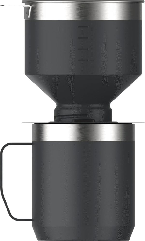 Perfect Brew Pour over Set | 20Oz/12Oz Camp Mug with Lid Included | Drip Coffee Maker with Reusable Filter | Insulated Stainless Steel | Bpa-Free | Black 2.0