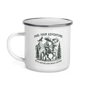 Bigfoot, Eagle, Moose, Antler And Bean Enamel Mug 12 oz