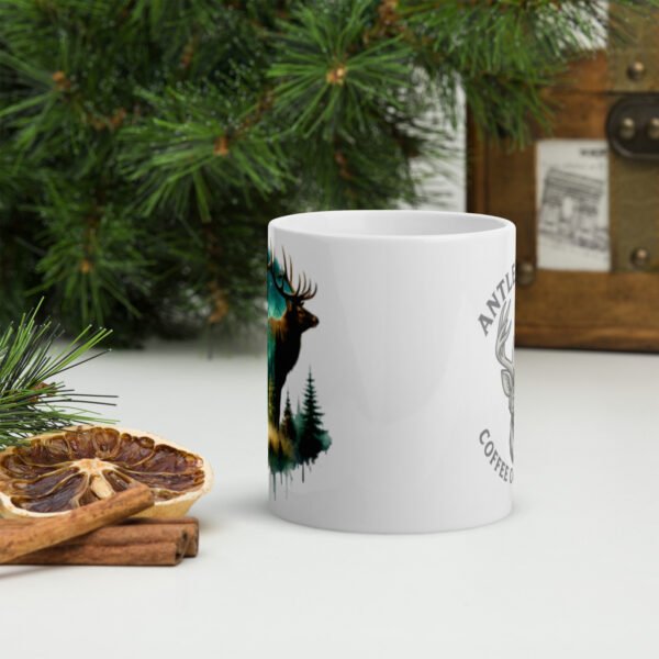 Northern Lights Elk White Glossy Mug