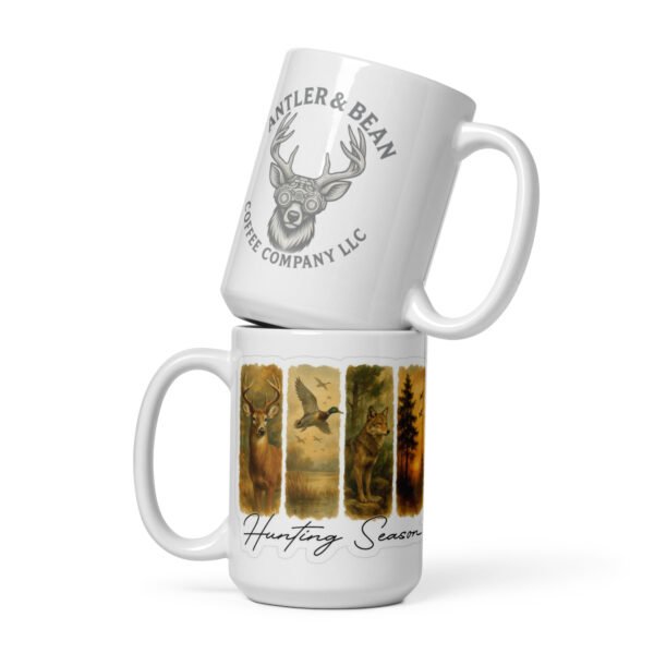 Hunting season white glossy mug