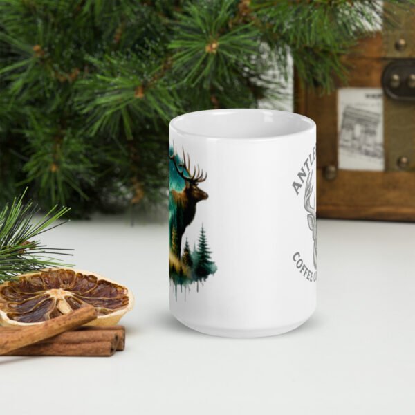 Northern Lights Elk White Glossy Mug