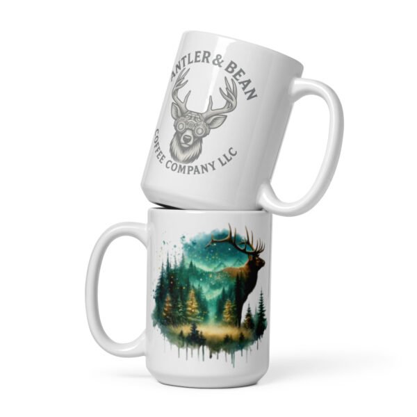 Northern Lights Elk White Glossy Mug