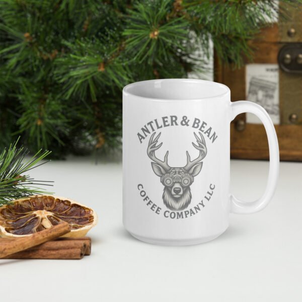 Northern Lights Elk White Glossy Mug