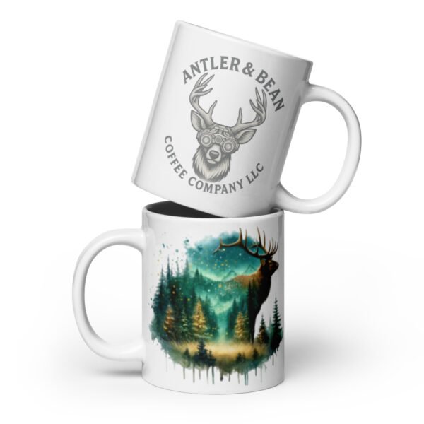 Northern Lights Elk White Glossy Mug