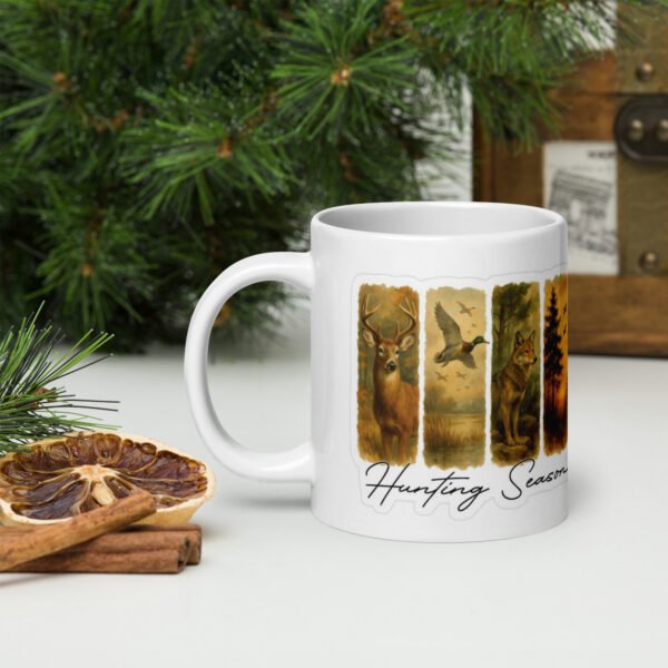 Hunting season white glossy mug