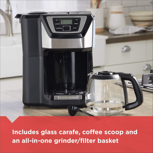 Black and Decker  12-Cup Mill and Brew Coffeemaker, Black, CM5000B