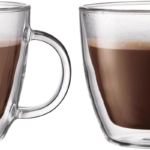 15Oz Double Wall Latte Mug, High-Heat Borosilicate Glass, Set of 2, Clear