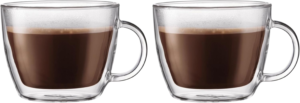 15Oz Double Wall Latte Mug, High-Heat Borosilicate Glass, Set of 2, Clear